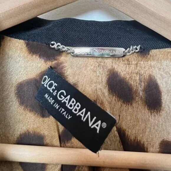 VTG Dolce & Gabbana Woman’s Blazer Jacket Black W/ Leopard Print Lining US SM - Picture 5 of 6